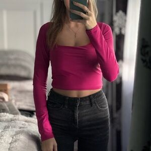 Vici Fuchsia Long Sleeve Crop Top